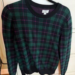 J. Crew Black and Pink Plaid Women's Sweater